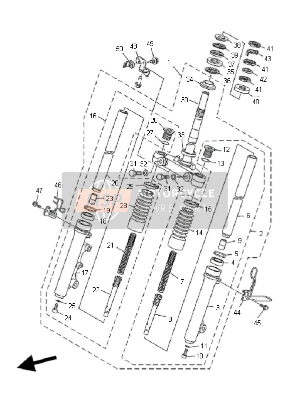 Yamaha XC125 VITY VITY 2010 Tenedor frontal para un 2010 Yamaha XC125 VITY VITY